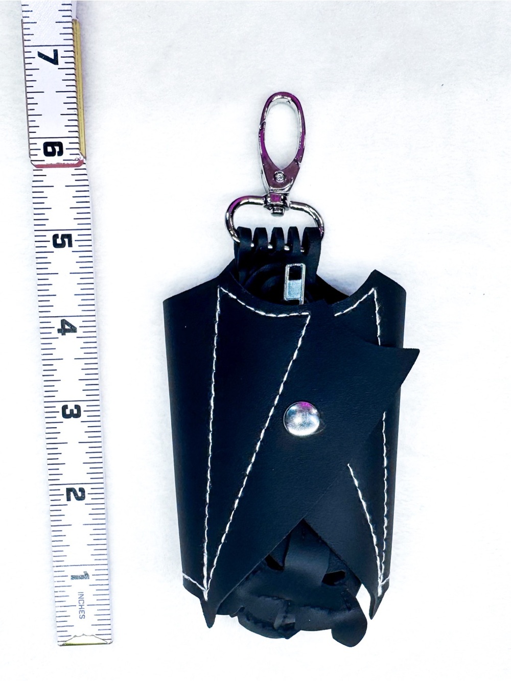 Bat Hidden Compartment Faux Leather Bag Charm Keychain - Picture 5 of 8